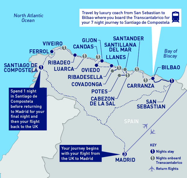 Transcantabrico Gran Lujo from San Sebastian to Santiago De